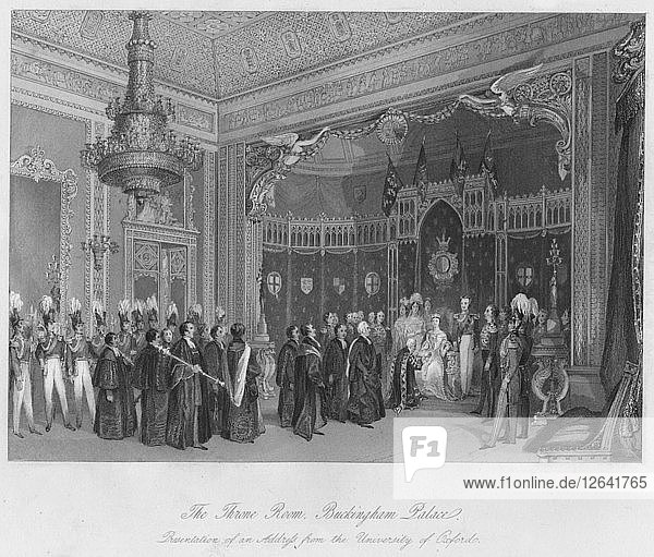 Der Thronsaal  Buckingham Palace. Präsentation einer Ansprache der Universität Oxford  um 184 Künstler: Henry Melville.