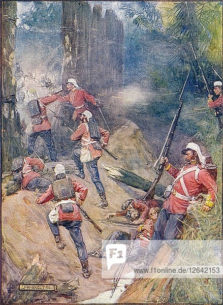 Die Briten stürmen mit ihrem Kriegsgeschrei die Bresche  um 1908  (um 1920). Künstler: Joseph Ratcliffe Skelton.
