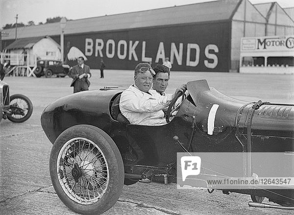 Coppa Florio type Sunbeam of EL Bouts  Surbiton Motor Club race meeting  Brooklands  Surrey  1928. Artist: Bill Brunell.