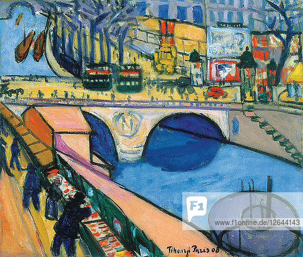 Die Pont Saint-Michel in Paris  1908.