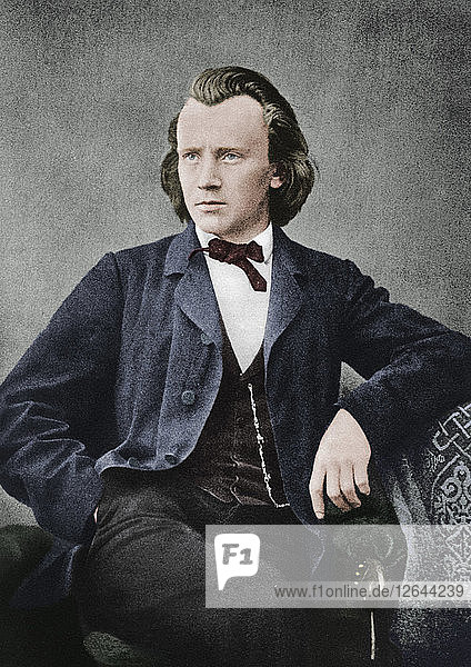 Johannes Brahms (1833-1897)  deutscher Komponist und Pianist  um 1866. Künstler: Unbekannt.