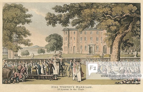 Miss Worthys Hochzeit  Dr. Syntax auf dem Stuhl  1820. Künstler: Thomas Rowlandson.