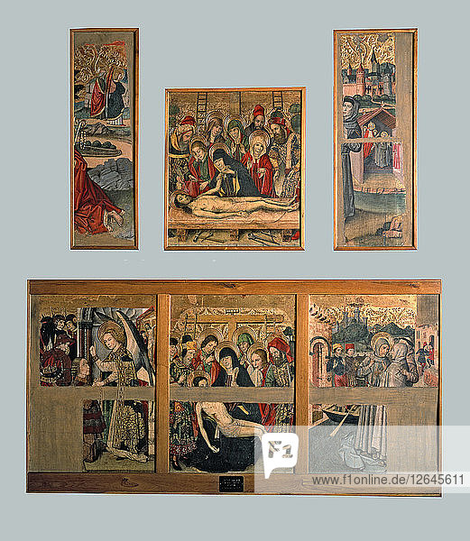 Predella und obere Seitentische des Altarbildes des Heiligen Bernardino und des Schutzengels  1462?