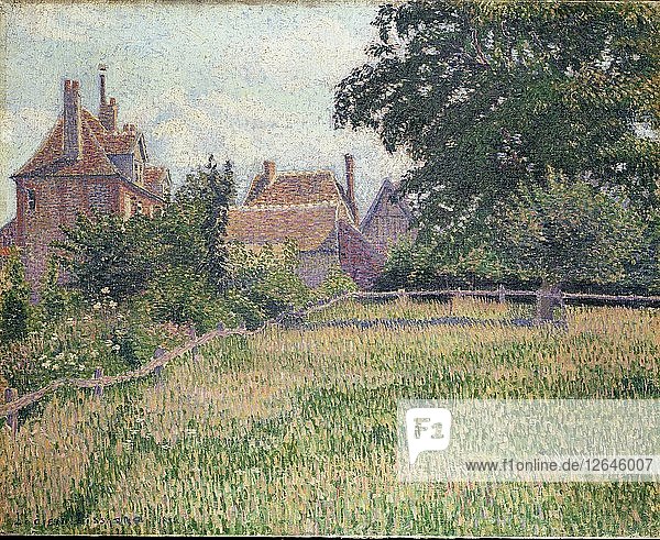 Maison de la Sourde  Eragny  1886. Künstler: Lucien Pissarro.