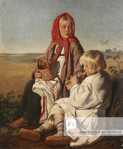 Kinder auf dem Feld  1860er Jahre.