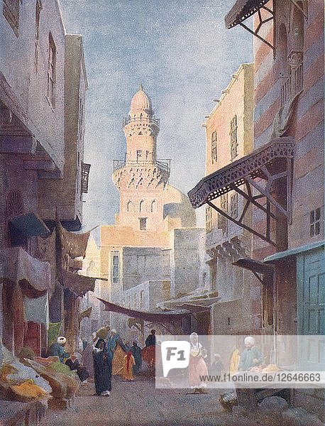 Die Gamalieh und die Moschee des Sultan Babaas  Kairo  um 1880  (1904). Künstler: Robert George Talbot Kelly.