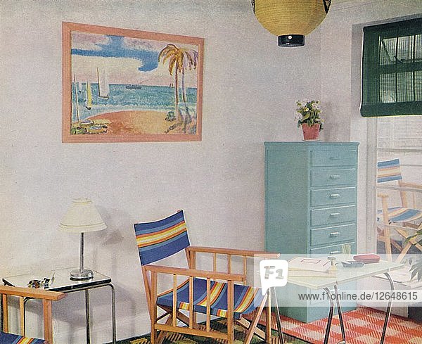 In dieser kleinen Londoner Wohnung wurden billige Möbel verwendet  1940. Künstler: Unbekannt.