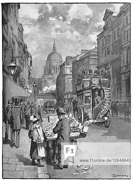 Fleet Street  mit Blick auf St. Pauls  1891. Künstler: William Luker.