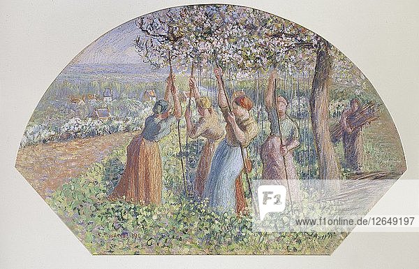 Entwurf für einen Ventilator: Die Erbsenschüttler  1890. Künstler: Camille Pissarro.