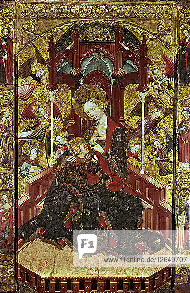 Die Jungfrau von der Milch mit musikalischen Engeln  zentrales Gemälde eines Altarbildes aus der Kirche von S?