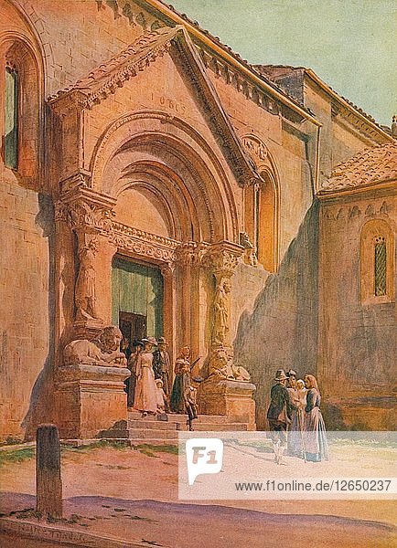 Die Veranda der Pieve von San Quirico DOrcia  um 1900 (1913). Künstler: Walter Frederick Roofe Tyndale.