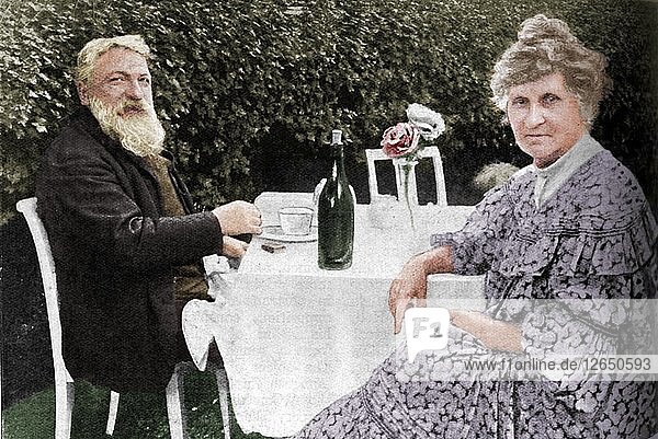Auguste Rodin - Rodin and his Wife in their Garden at Meudon  c1925. Artist: Unknown.