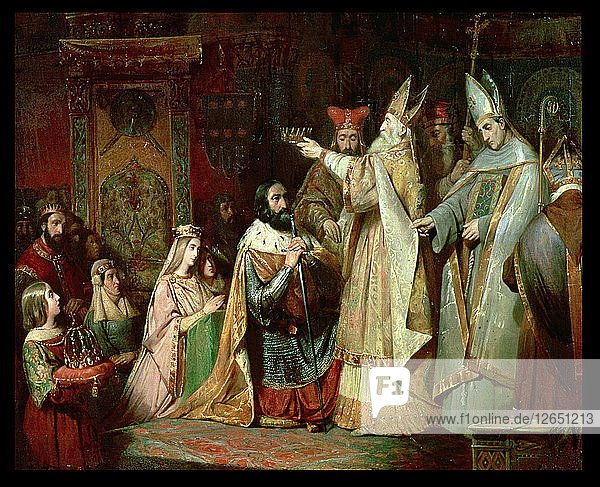 Karl der Große wird im Jahr 774 zum König der Langobarden gekrönt.