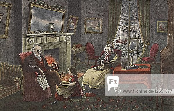 Die vier Jahreszeiten des Lebens - Das Alter  Die Jahreszeit der Ruhe   pub. 1868  Currier & Ives (Farblithographie
