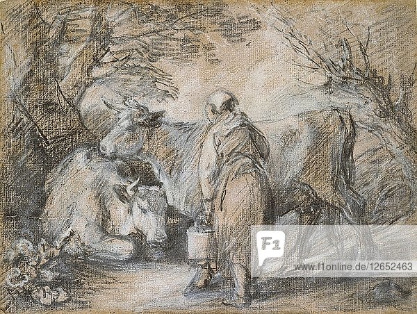 Milchmädchen mit zwei Kühen  Mitte 18. Jahrhundert. Künstler: Thomas Gainsborough.