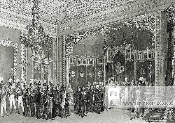 Innenraum des Thronsaals  Buckingham Palace  Westminster  London  1840. Künstler: Unbekannt.