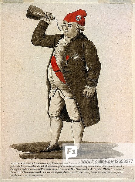 Louis XVI  avoit mis le Bonnet rouge  il avoit crié vive la nation  ? 1792.