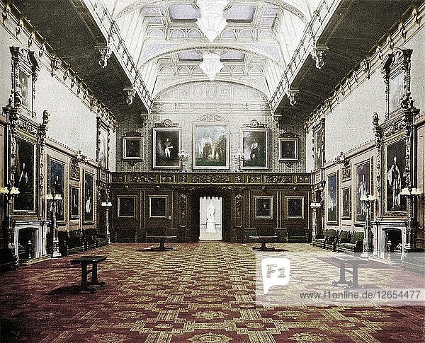 Die Waterloo-Kammer von Schloss Windsor  um 1899  (1901). Künstler: Eyre & Spottiswoode.