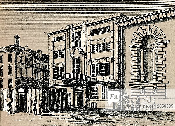 Allgemeines Postamt  um 1793 - mit Gebäuden neben dem Lloyds Coffee House  (1928). Künstler: Unbekannt.