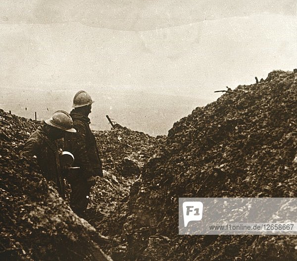 Französische Soldaten in den Schützengräben  ca. 1914-c1918. Künstler: Unbekannt.