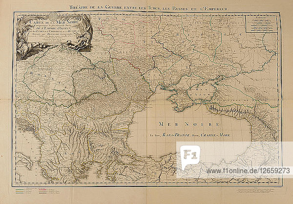 Karte des Schwarzen Meeres  auf der der Schauplatz des Russisch-Türkischen Krieges dargestellt ist  der 1787  1788 begann.