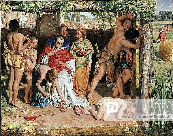 Eine konvertierte britische Familie  die einem christlichen Missionar Schutz vor der Verfolgung durch die Druiden gewährt  185 Künstler: William Holman Hunt.