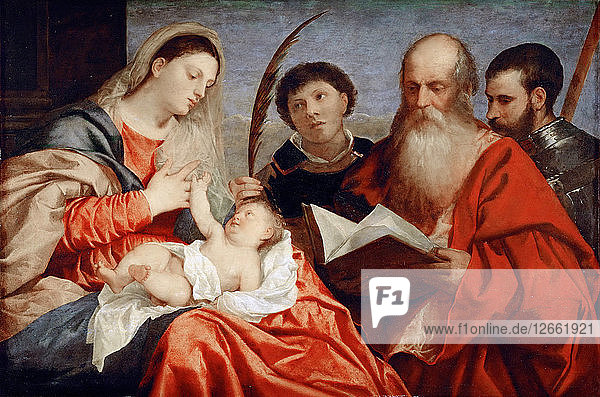 Die Jungfrau mit Kind und die Heiligen Stephanus  Hieronymus und Mauritius.