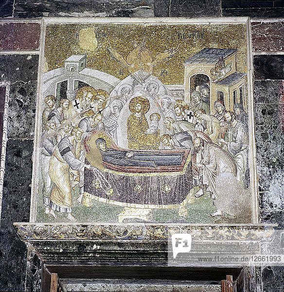 Byzantine Mosaic  Death of the Virgin Mary  Chora church  Istanbul  c1310-1320. Artist: Unknown.