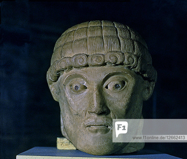Menschlicher Kopf  plastisches Relief  Marmor  um 1160-1165  vom Meister von Cabestany  aus der Mona?