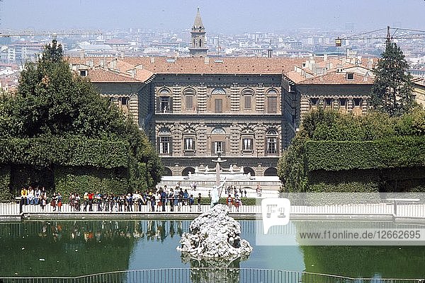 Palazzo Pitti und die Boboli-Gärten im August  Florenz  Italien  um 20. Künstler: Unbekannt.