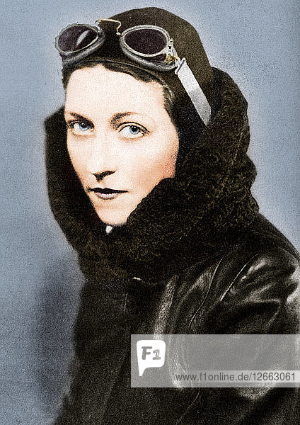 Amy Johnson  Pilotin  ca. 1930er Jahre (1936). Künstler: Unbekannt.
