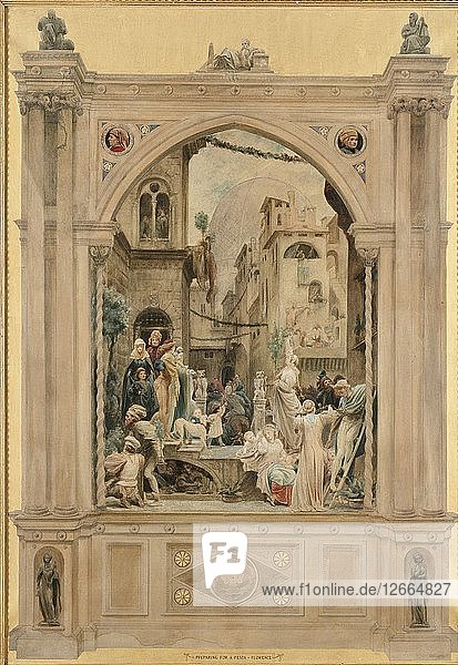 Vorbereitungen für ein Fest  Florenz  1851. Künstler: Frederic Leighton.