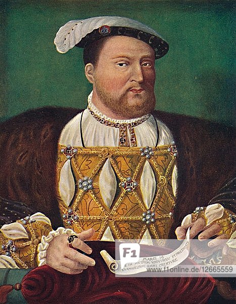 Porträt von Heinrich VIII. (Hampton Court Palace)  um 1530  (1903). Künstler: Joos van Cleve.