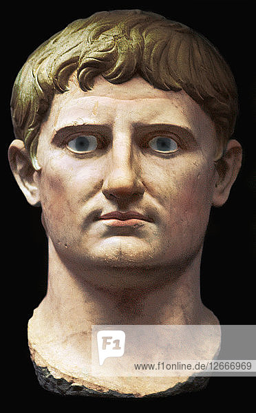 Büste des römischen Kaisers Augustus  1. Jahrhundert v. Chr. Künstler: Unbekannt.