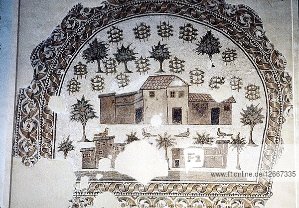 Römisches Mosaik einer römischen Villa mit Bäumen und Weinreben  ca. 3. Künstler: Unbekannt.