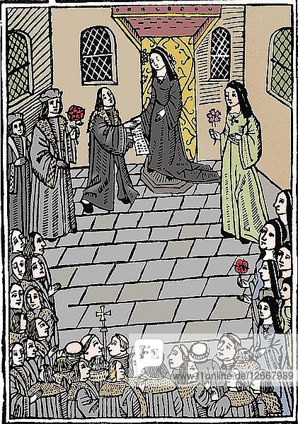 Ehevertrag zwischen Karl V. und Prinzessin Mary Tudor  um 1508. Künstler: Richard Pynson.