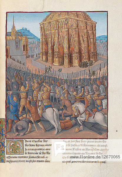 Siege of Jerusalem by Nebuchadnezzar II. Illustration in Flavius Josephus Antiquities of the Jews