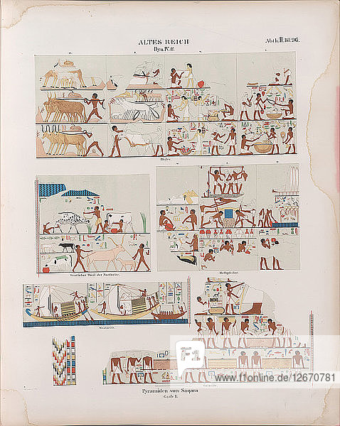 Old Kingdom. Fourth Dynasty. Pyramids at Saqqara. Monuments from Egypt and Ethiopia  ca. 1849.