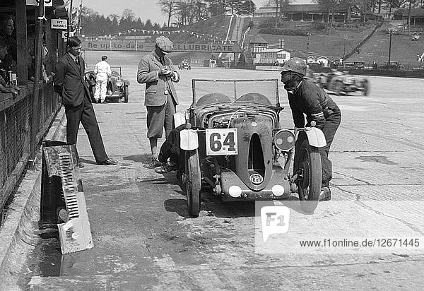 MG C type of FM Montgomery and R Hebeler at the JCC Double Twelve race  Brooklands  8/9 May 1931. Artist: Bill Brunell.