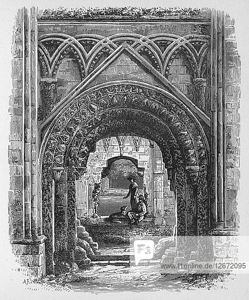 Portal in der St. Josephs-Kapelle  Glastonbury Abbey  um 1880  (1897). Künstler: Alexander Francis Lydon.
