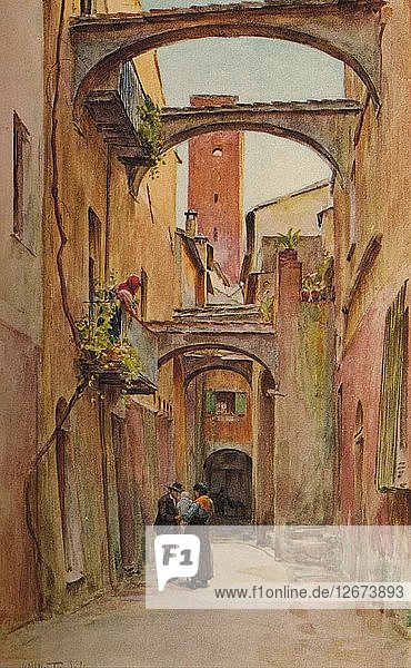 Via dello Speddale  Noli  um 1910  (1912). Künstler: Walter Frederick Roofe Tyndale.