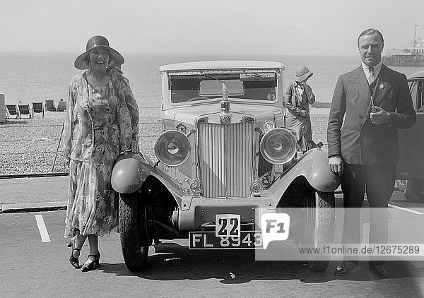 MG 18/80 von Mrs. R. Gough bei der B&HMC Brighton Motor Rally  1930. Künstler: Bill Brunell.