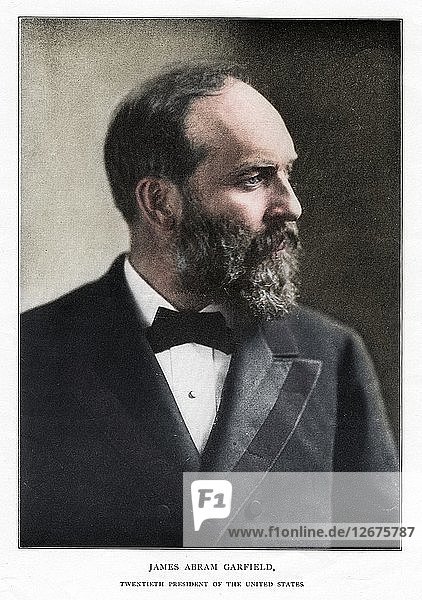 James Abram Garfield  20. Präsident der Vereinigten Staaten  um 1881. Künstler: Unbekannt.