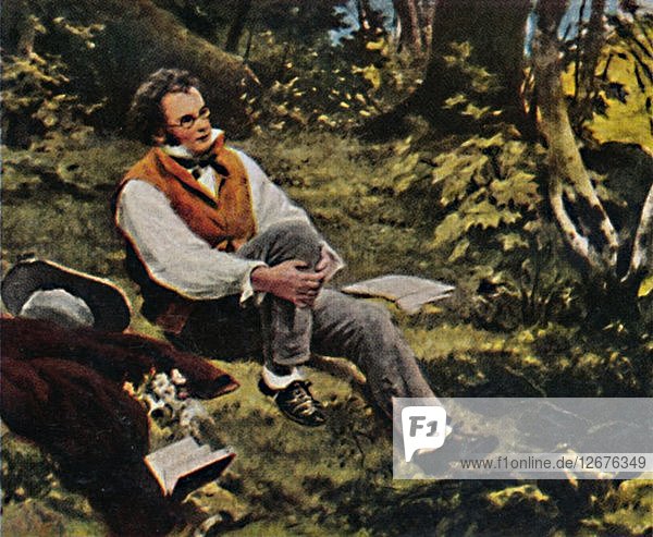Franz Schubert 1797-1828. - Gemälde von J. Schmid  1934. Künstler: Unbekannt.