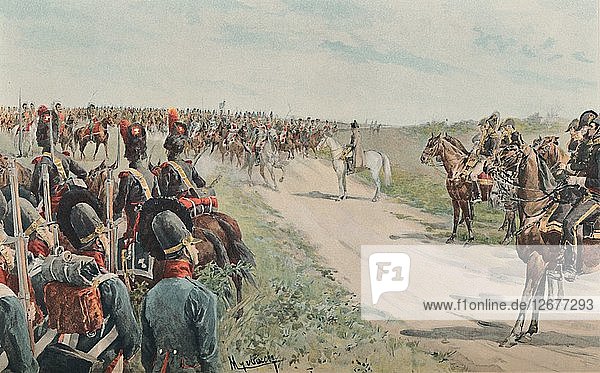 Ankunft von Napoleon bei den Bayern und Sachsen  1896. Künstler: Unbekannt.