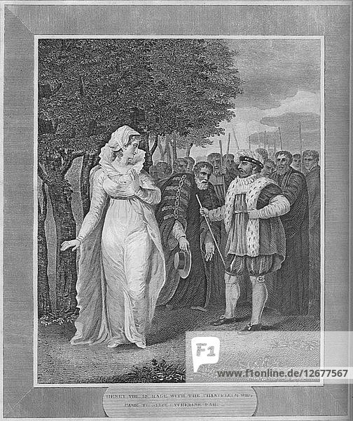 Heinrich VIII. im Zorn mit dem Kanzler  der kam  um Katharina Parr zu ergreifen  1838. Künstler: Unbekannt.