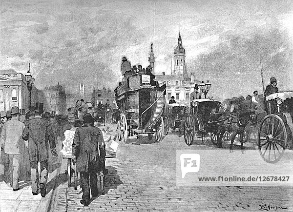 London Bridge - Überquerung  1891. Künstler: William Luker.