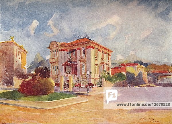 Wohnsitz von S.E. Dr. Pedro de Toledo  ehemaliger Landwirtschaftsminister  Avenida Beira Mar  1914. Künstler: Unbekannt.