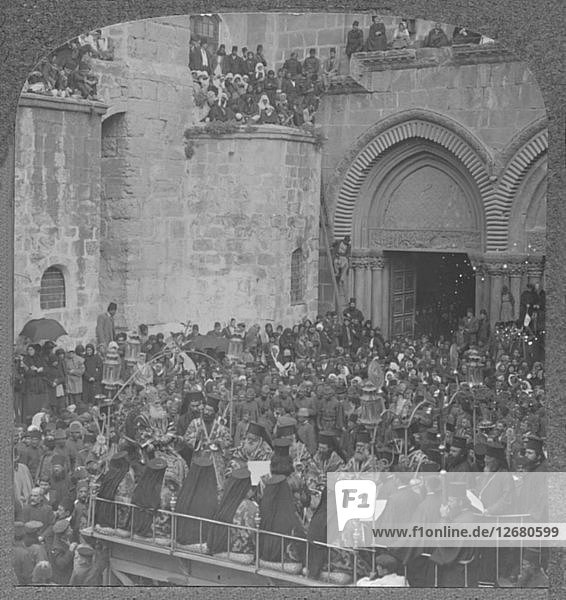 Ceremony of washing the Disciples feet at the Church of the Holy Sepulchure  c1900. Artist: Unknown.