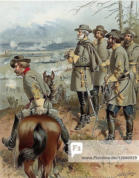General Robert E Lee at Frediericksburg  13th December 1862  pub. 1900 (colour lithograph)